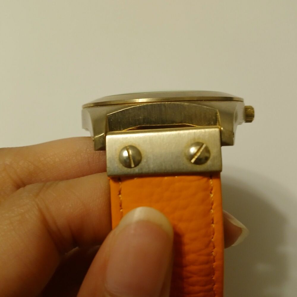 Gossip Women's Gold Tone Dial Orange Leather Band Quartz Watch Japan Movt GSP881 - Picture 12 of 12